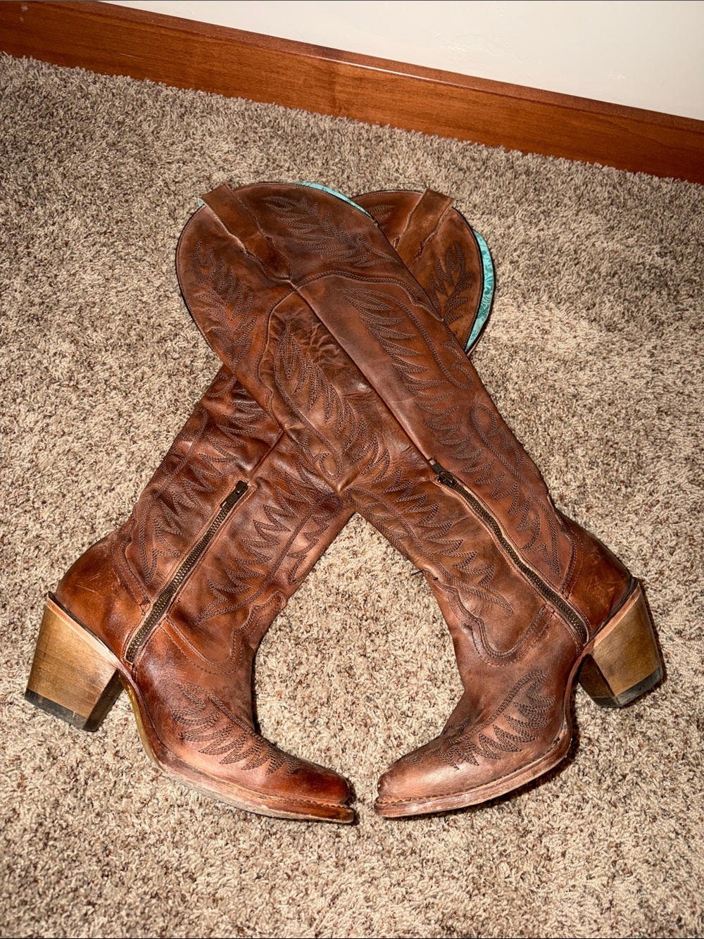 Coral, above the knee cowboy boots - Picture 7 of 9